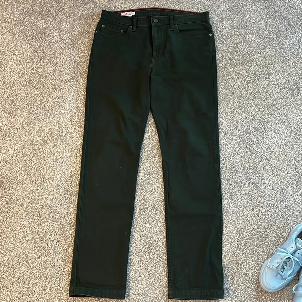 American Giant men’s dark olive green canvas pants, 32 x 32
